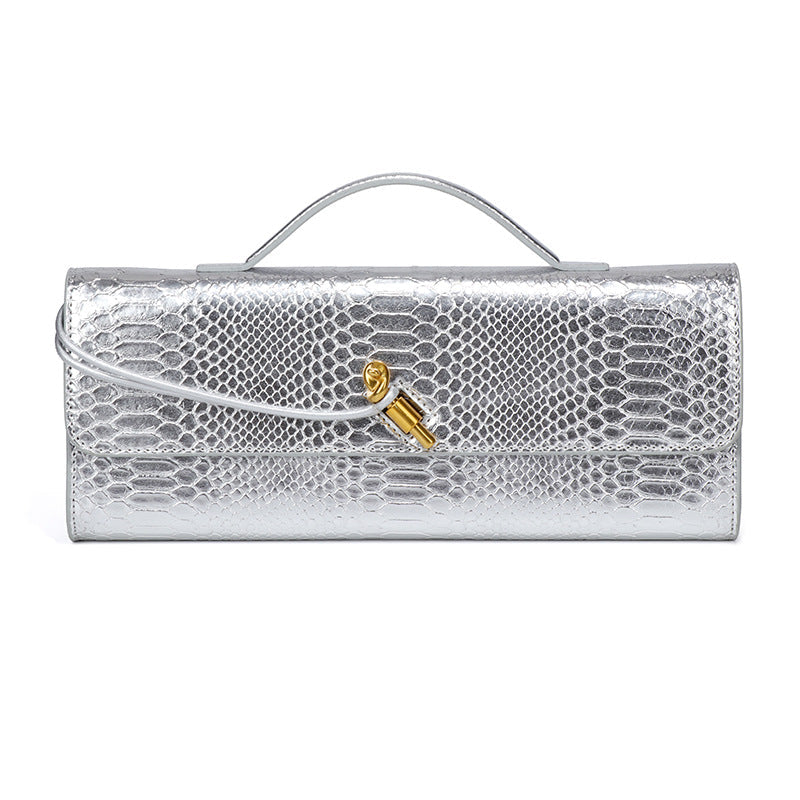 Alodia | Luxe Slangenpatroon Clutch met Gouden Accenten
