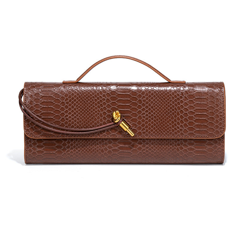 Alodia | Luxe Slangenpatroon Clutch met Gouden Accenten
