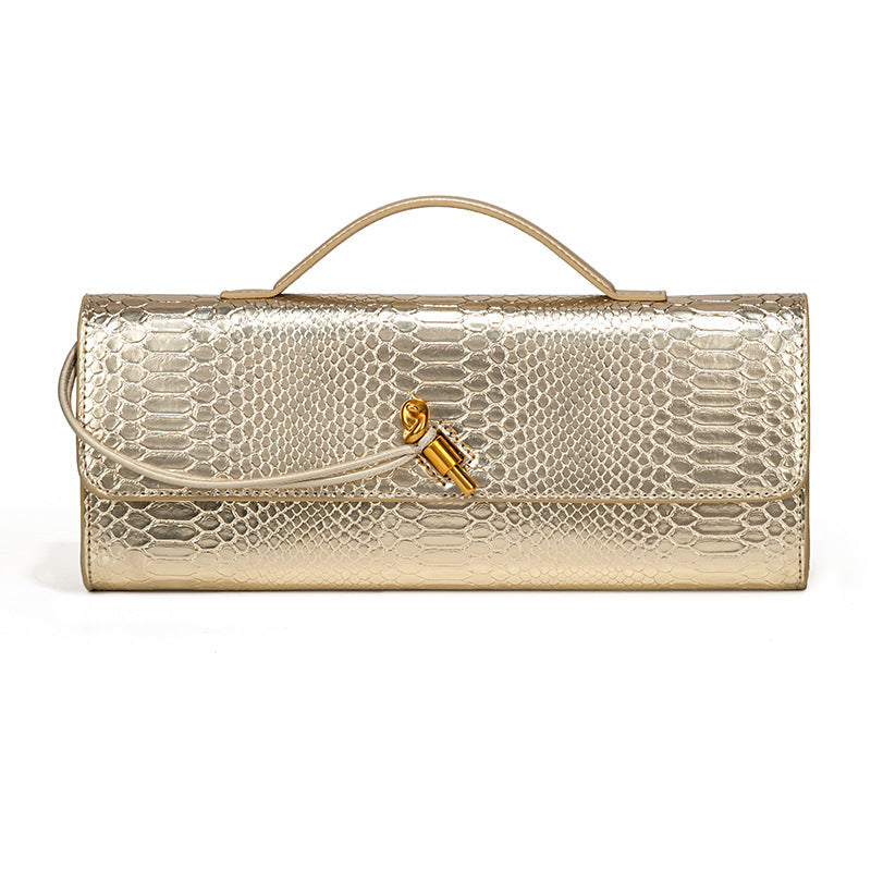 Alodia | Luxe Slangenpatroon Clutch met Gouden Accenten