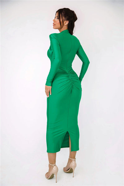 Alora | Elegante Jurk met Metaal Detail en Plissé
