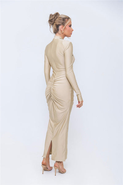 Alora | Elegante Jurk met Metaal Detail en Plissé
