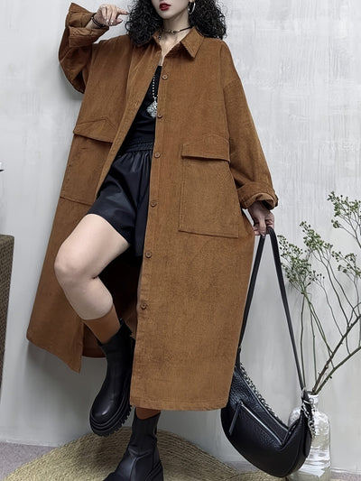 Amanda | Lange Trendy Trenchcoat met Stijlvolle Details