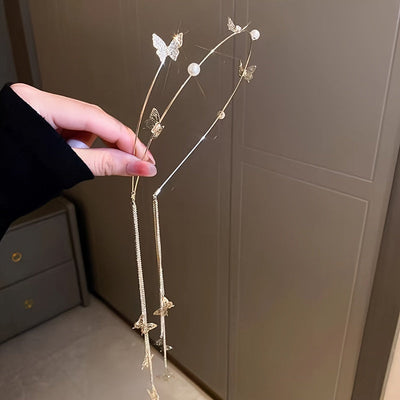 Amara | Elegante Vlinder Hoofdband met Kwastjes en Parels