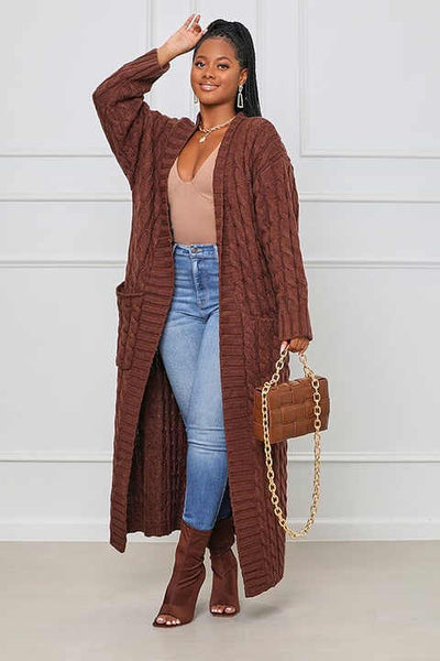 Amari | Luxe Lange Gebreide Cardigan met Pockets