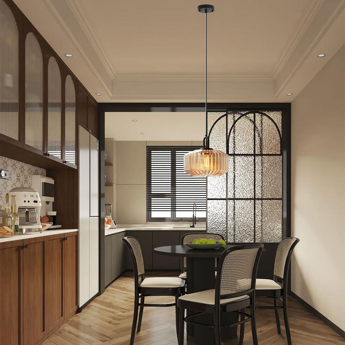 Minda - Mid Century Striped Glass Pendant Light
