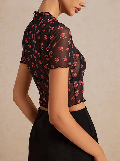 Amelia | Mesh Bloemen T-shirt