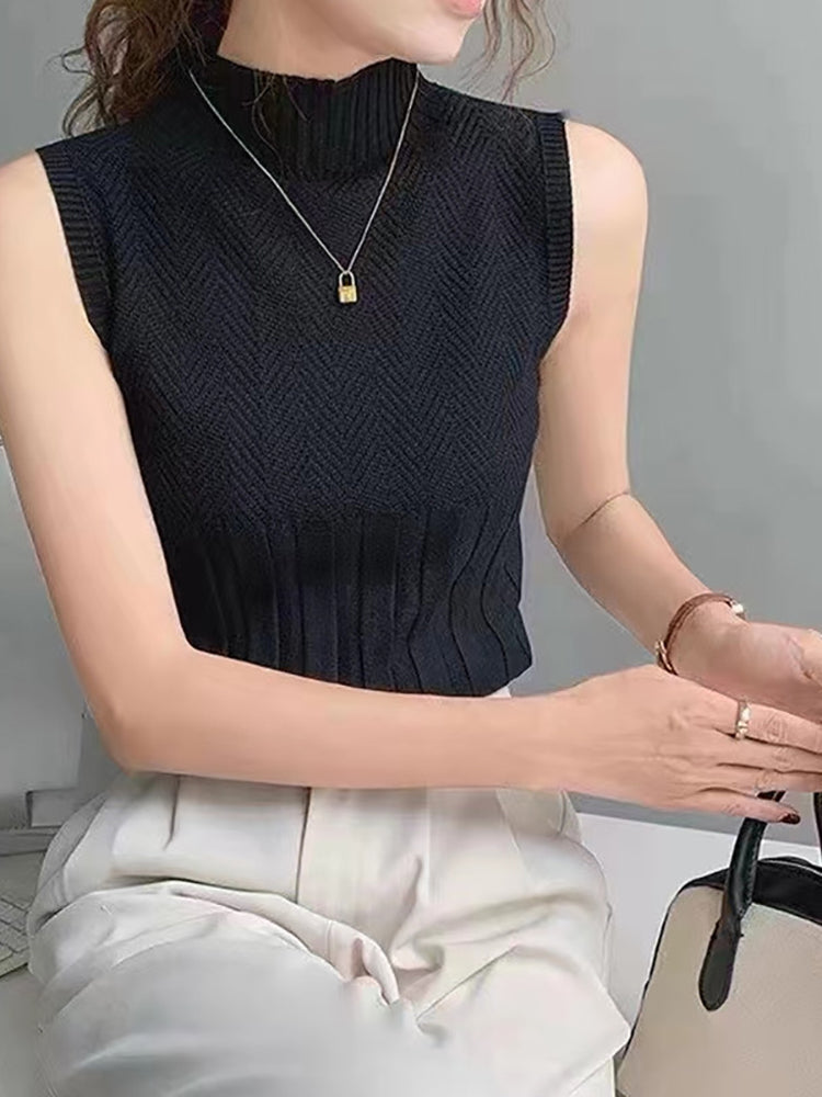 Amina | Stijlvolle Mouwloze Coltrui met Elegante Pasvorm