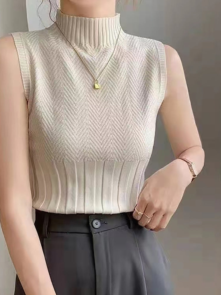 Amina | Stijlvolle Mouwloze Coltrui met Elegante Pasvorm