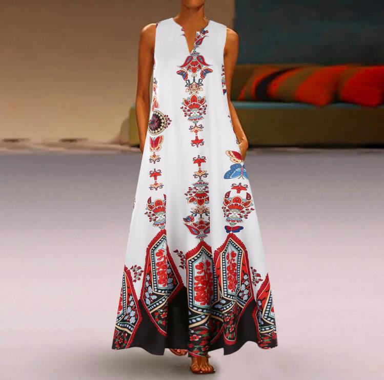 Angela | Bohemian Maxi Jurk met Unieke Print