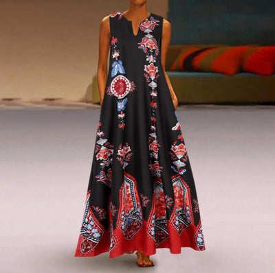 Angela | Bohemian Maxi Jurk met Unieke Print