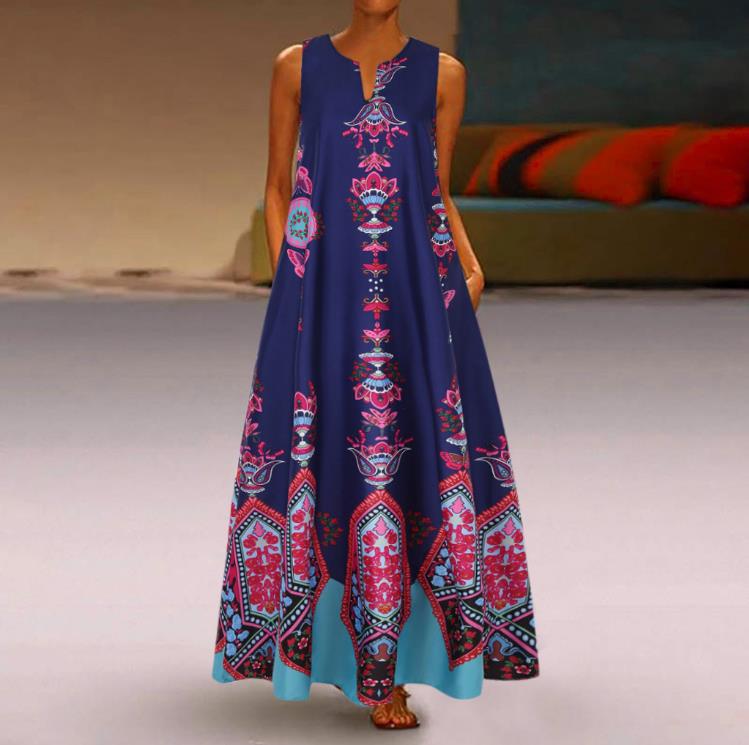 Angela | Bohemian Maxi Jurk met Unieke Print