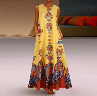 Angela | Bohemian Maxi Jurk met Unieke Print