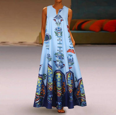 Angela | Bohemian Maxi Jurk met Unieke Print