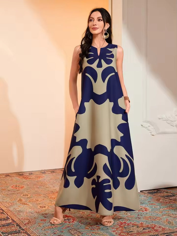 Angelina | Elegante Maxi Jurk met Stijlvolle Print