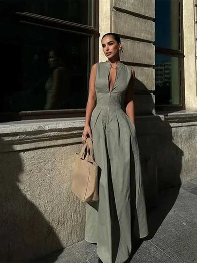 Angie | Stijlvolle Mouwloze Maxi Jurk met Hoge Taille