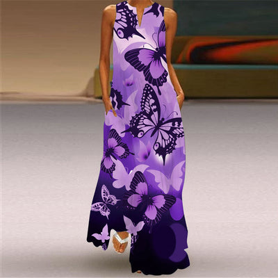 Annabelle | Elegante Mouwloze Maxi Jurk met Print