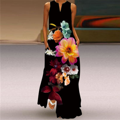 Annabelle | Elegante Mouwloze Maxi Jurk met Print