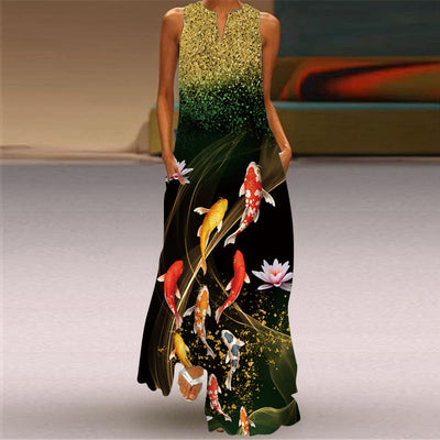 Annabelle | Elegante Mouwloze Maxi Jurk met Print