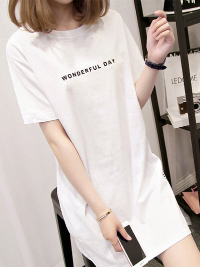 Annie | Trendy Oversized T-Shirt Jurk met Statement Print