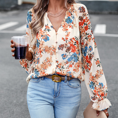 Sophie - Floral Button-Up Blouse