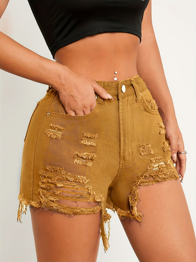 Arabella | Dames Gescheurde Denim Shorts