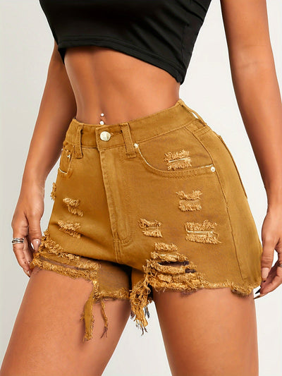 Arabella | Dames Gescheurde Denim Shorts