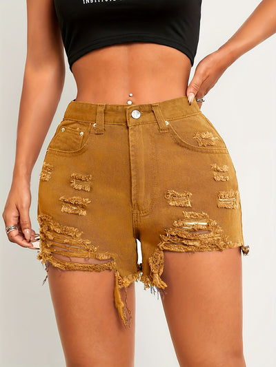 Arabella | Dames Gescheurde Denim Shorts