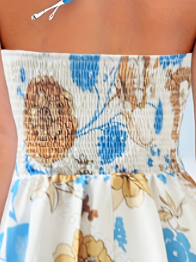 Audrey | Elegante Zomerjurk met Bloemenprint en Halternek