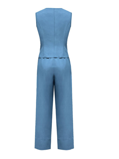 Ava | Stijlvolle Mouwloze Jumpsuit met Wijde Pijpen