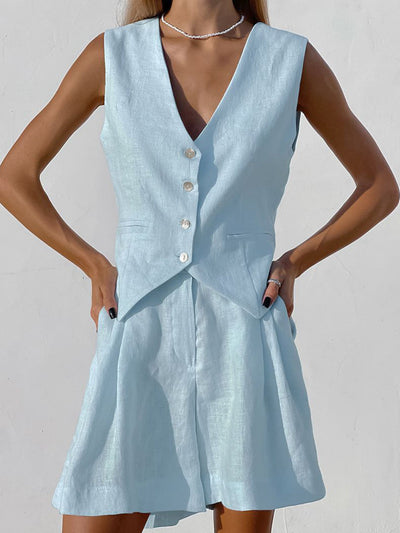Xenia - Dames Chique Mouwloos Vest & Broek Set