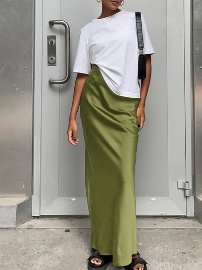 Eva - Satin Maxi Skirt: Casual Style