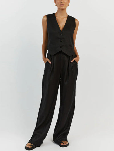 Emilia - Sleeveless Vest &amp; Pants Set 