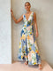 Holly - Limonade print lange jurk met kanten randje