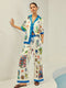 Selma - Broek met contrastbinding en print