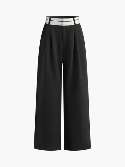 Lina - Casual contrasting wide leg trousers