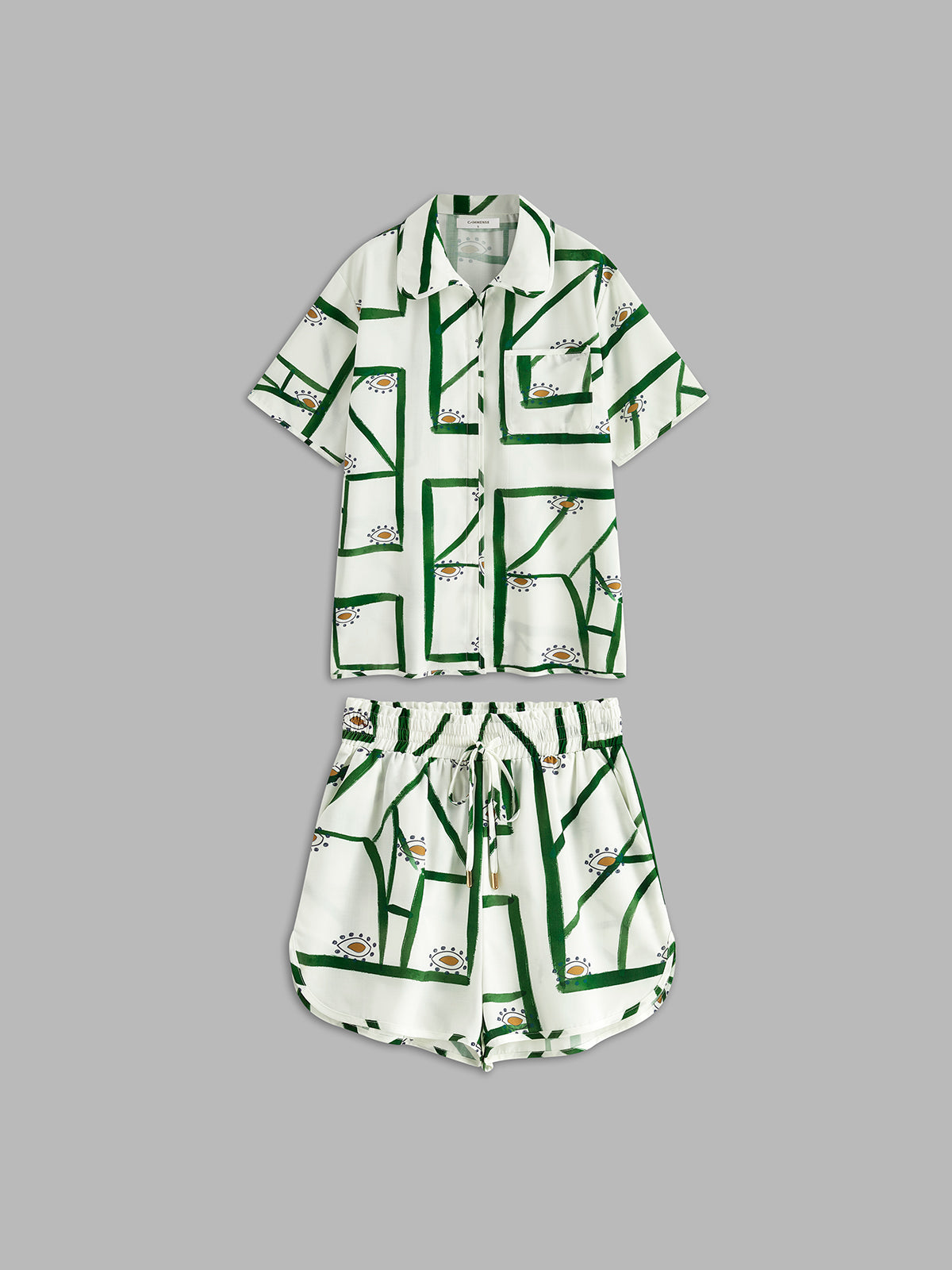 Julia - Printed drawstring shorts set 