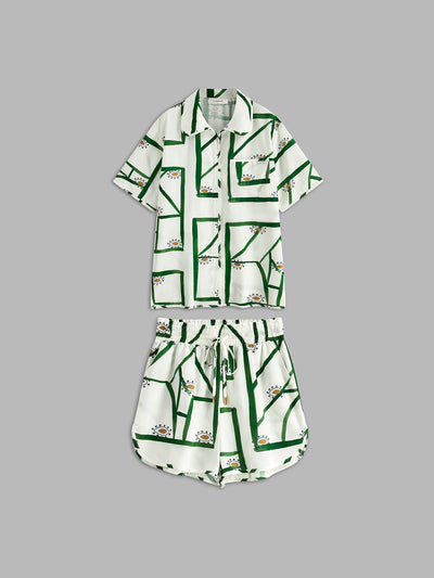 Julia - Printed drawstring shorts set 