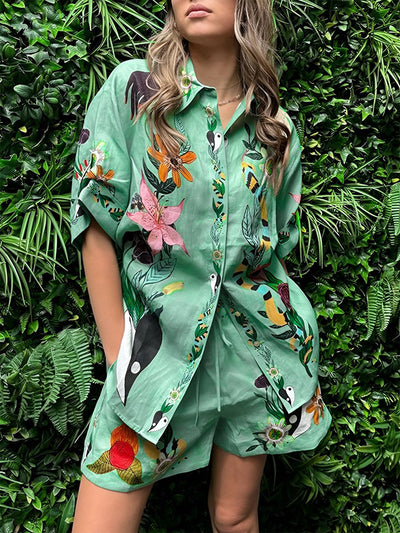 Saray - Oversized korte broek met bloemenprint