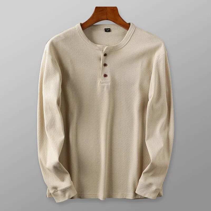 Klassiek henley-shirt met lange mouwen voor mannen