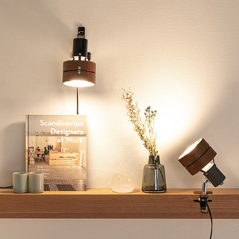 Kiyoran - Japanese Round Clip Table Lamp Wood Iron Acrylic