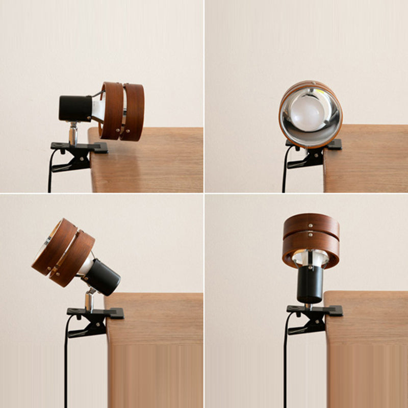 Kiyoran - Japanese Round Clip Table Lamp Wood Iron Acrylic