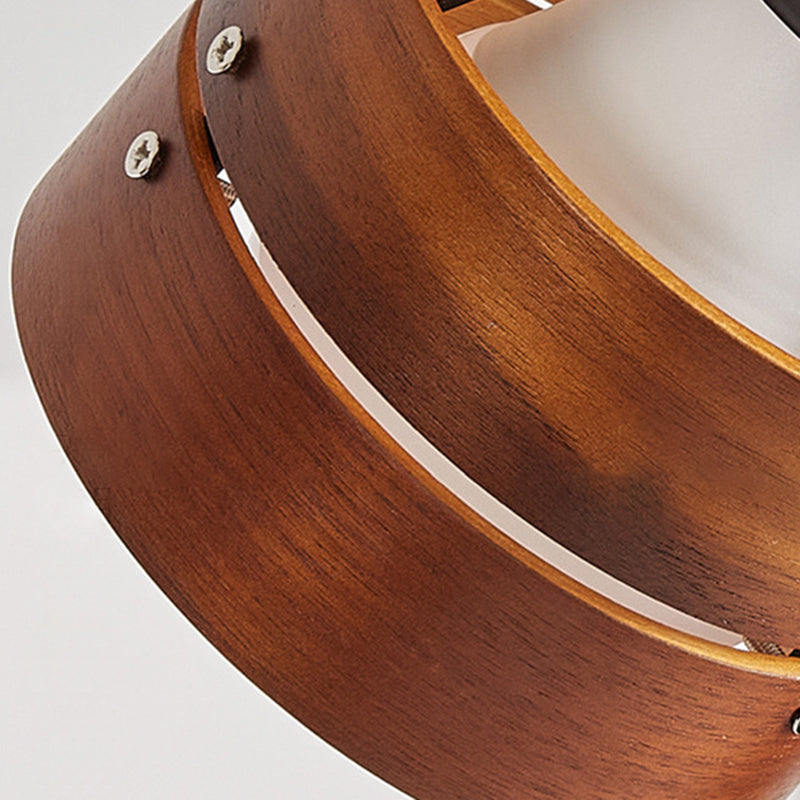 Kiyoran - Japanese Round Clip Table Lamp Wood Iron Acrylic