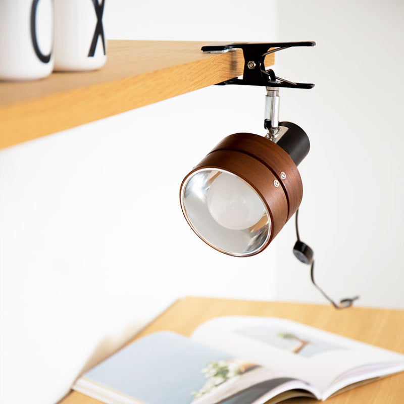 Kiyoran - Japanese Round Clip Table Lamp Wood Iron Acrylic
