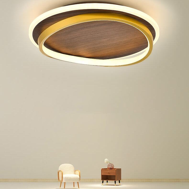 Conrain - Nordic Circular Walnut Grain LED Ceiling Light