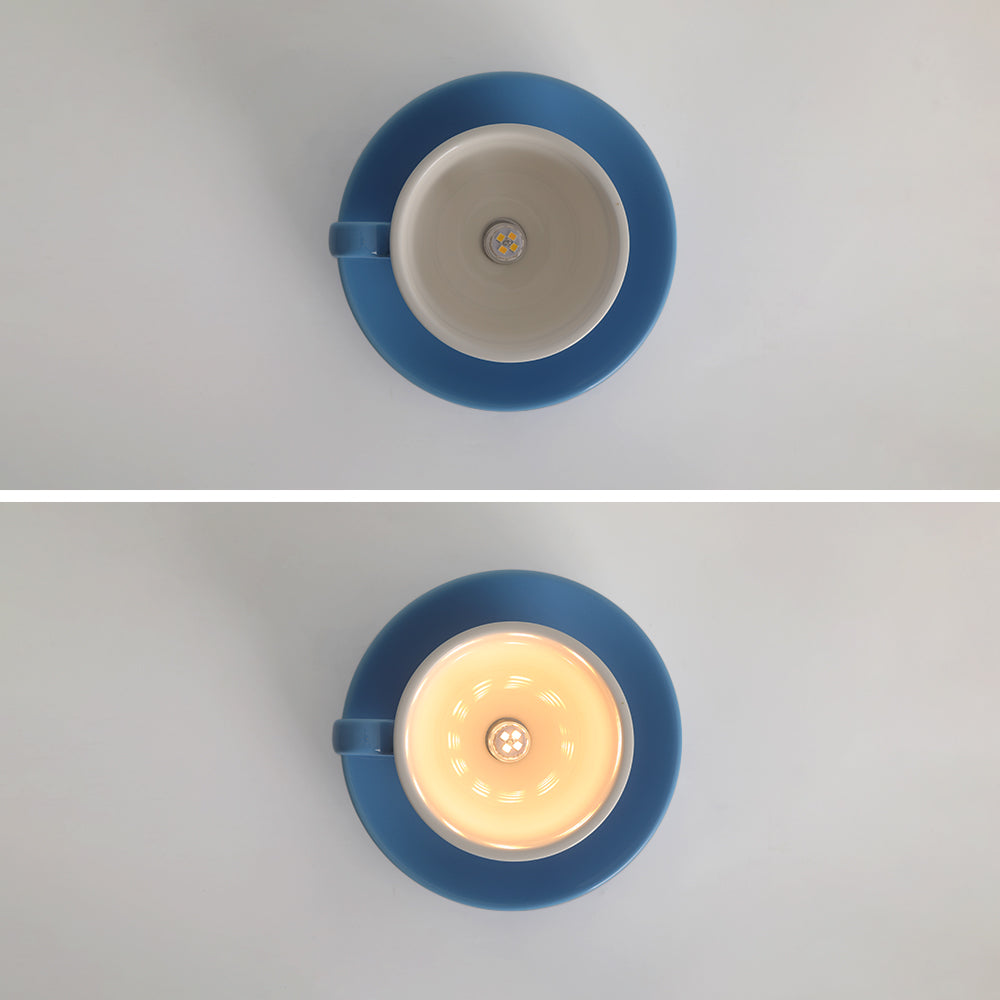 Valentin – Modern Ceiling Light Ceramic Coffee Cup Design Blue Pink Yellow