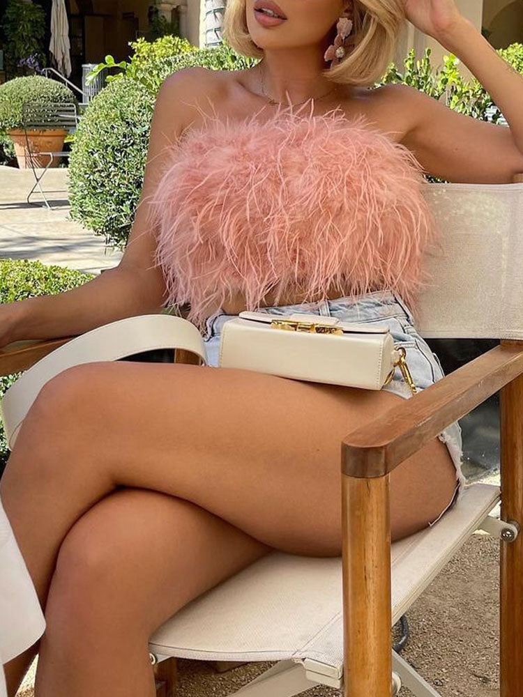 Gershwin - Bandeau Top with Feather Detail