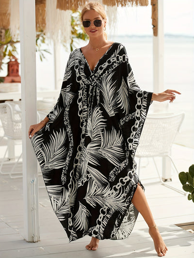 Barbara | Strandjurk met ketting en plantprint
