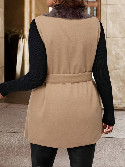 Erich | Elegante Mouwloze Open Vest met Strikceintuur voor Dames