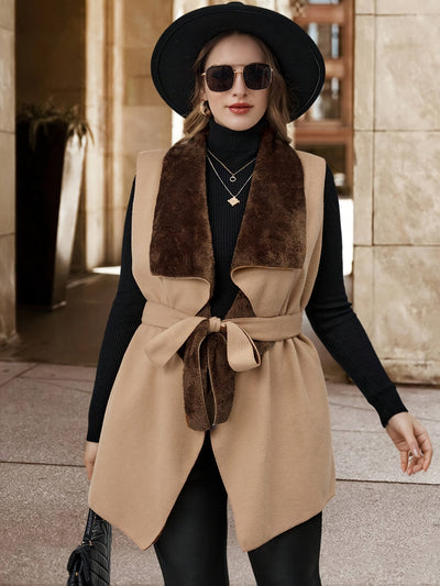 Erich | Elegante Mouwloze Open Vest met Strikceintuur voor Dames