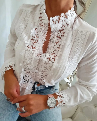 Beryl | Elegante Blouse met Kant en Bloemenpatroon voor Dames